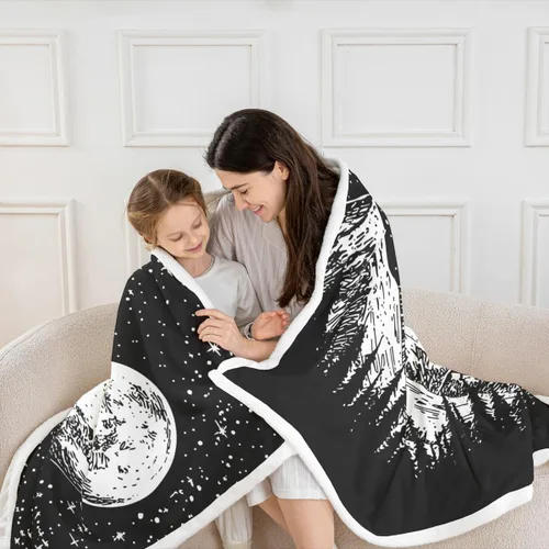 Vista 5 de Erosebridal Manta de sol y luna para cama, manta de forro polar abstracto con estrellas y sol para silla, niños y niños, manta de sherpa bohemia