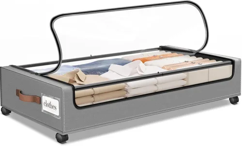 Vista 10 de SpaceHacks Almacenamiento Debajo de la Cama con Ruedas 1 Paquete Almacenamiento Debajo de la Cama con Ventana Transparente y Etiqueta Cajones Debajo