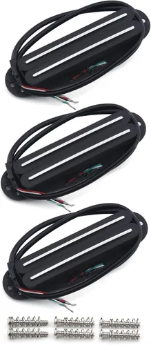 Vista 10 de FLEOR Alnico 5 Hot Dual Rail Humbucker Pastilla de tamaño de bobina única 6-7K Humbucker Pickup, negro