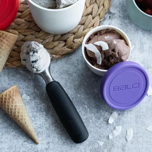 Vista 5 de BALCI - Mini recipientes de helado de 8 onzas con tapas de silicona (juego de 4) - Contenedores de almacenamiento de alimentos para congelador Azul