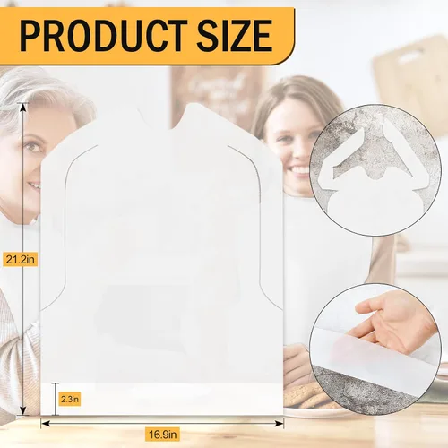 Vista 2 de Disposable Bibs, Adult Bibs for Women Men Waterproof & Oil-Proof, Plastic Bib for Elderly Clothing Protector