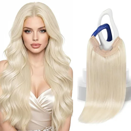 Vista 30 de Sunny - Extensiones de cabello humano real, con cable/hilo y clips ajustables, aplicación invisible, 2.82 onzas, 12 pulgadas, color rubio cenizo