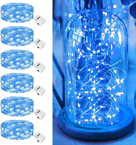 Vista 29 de Paquete de 12 luces de hadas que funcionan con pilas, 20 luces LED parpadeantes de 7 pies, 3 modos, mini luces a granel impermeables para tarros