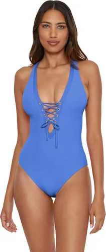 Vista 9 de BECCA Traje de baño moderno de una pieza para mujer, cuello profundo, entrecruzado, trajes de baño