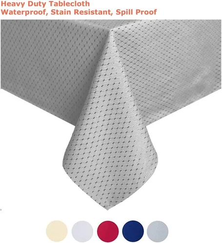 Vista 5 de Tektrum Mantel cuadrado resistente de 70 x 70 pulgadas, elegante tejido de punto gofre, a cuadros, impermeable, resistente a las manchas, sin