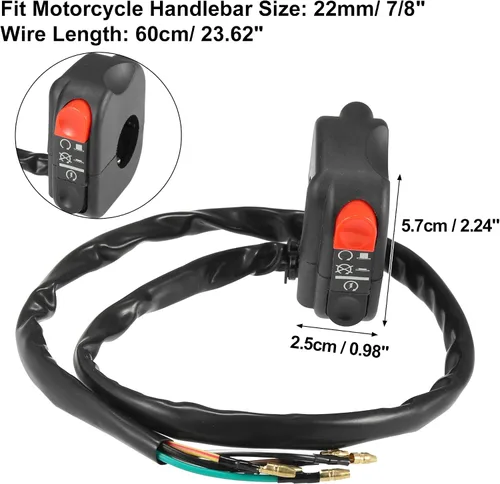 Vista 3 de Motoforti Interruptor de encendido DC 12V 7/8 "0.866 in para manillar de motocicleta