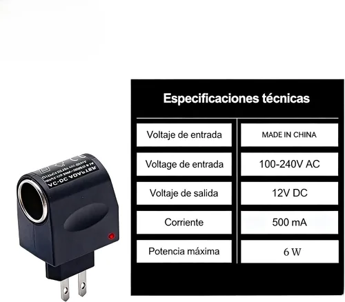 Vista 5 de Adaptador de corriente para encendedor de cigarrillos de automóvil, convertidor de CA a CC de 12 V CC, enchufe de pared de enchufe estadounidense
