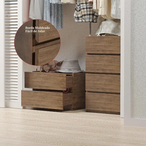 Vista 4 de woodtalks Cajonera apilable de 2 cajones, cómodas de almacenamiento multiusos para dormitorio, clóset, gabinete de almacenamiento para entrada