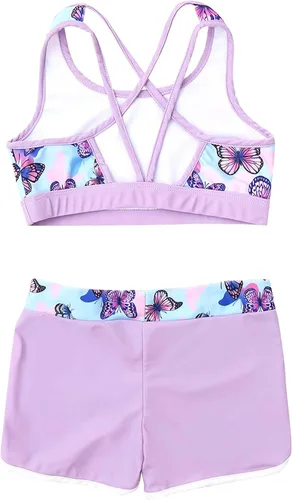 Vista 4 de Kids Girls 2 Pieces Bathing Suit Beach Swimsuit Sports Swimwear Tankinis Top with Shorts Set