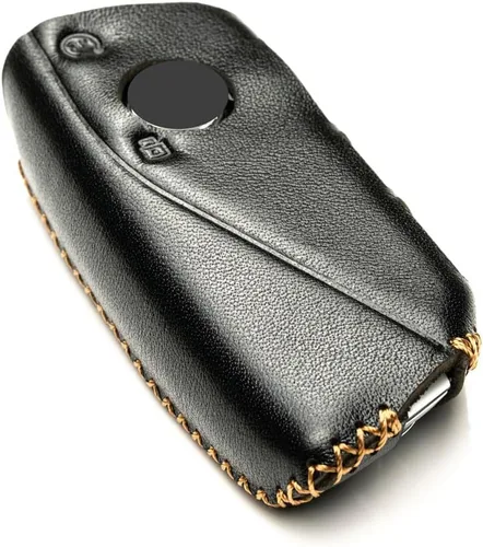 Vista 4 de Vitodeco Funda protectora de cuero genuino para llavero compatible con BMW modelos 2023-2026 4 botones Negro