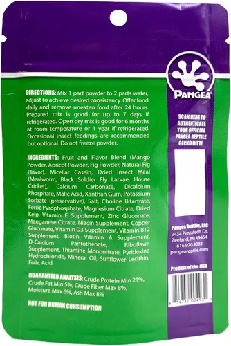 Vista 2 de Mezcla de frutas Pangea con higos e insectos, dieta completa para gecos con cresta (2 oz)