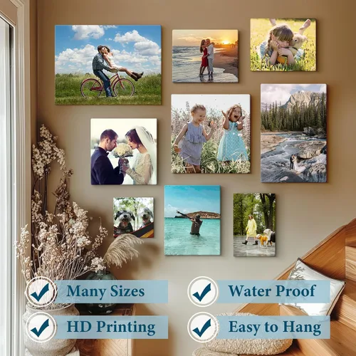 Vista 4 de Prixas Print Impresiones en lienzo personalizadas con tus fotos enmarcadas de 8 x 10 pulgadas, carga tu imagen/foto, regalos de fotos personalizados