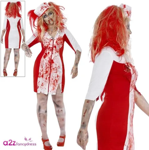 Vista 2 de Smiffys Disfraz de enfermera de zombi Curves, Blanco