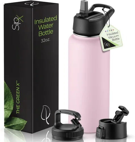 Vista 26 de SIPX™ Botella de Agua Aislada de 18 oz con 3 Tapas – Acero Inoxidable a Prueba de Fugas, Triple Aislamiento – Frío 24 Horas/Caliente 12 Horas