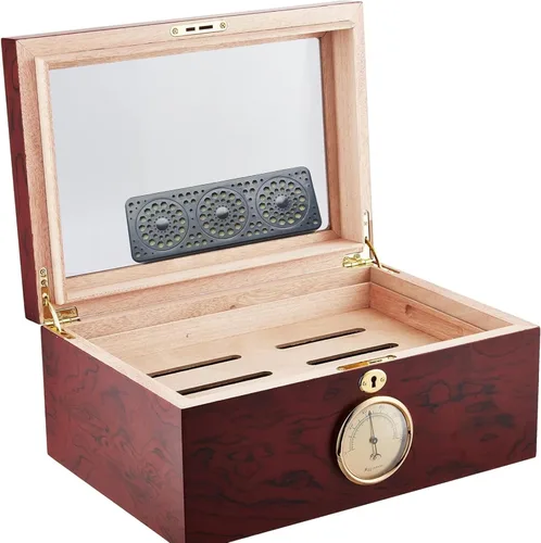 Vista 7 de Humidificador de puros, paquete de 2 unidades, rectángulo negro, humidificador de humidor de puros, humidificador de triple ventana, aumento