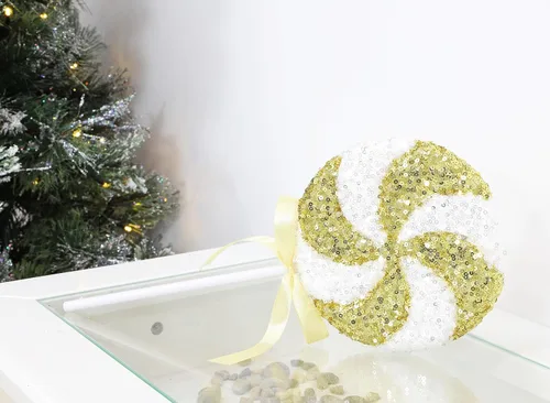 Vista 4 de Christmas Concepts® Piruleta gigante de lentejuelas brillantes de 14.173 in (14.2 pulgadas) para decoración navideña – Adornos para árbol de Navidad