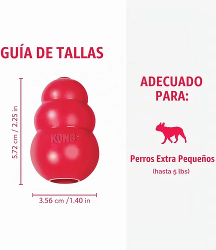 Vista 5 de Juguete masticable clásico Kong para perros - Juguete de buscar y masticar para perros - Capacidad para rellenar con premios y rebote errático