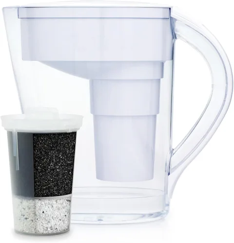 Vista 2 de Santevia MINA - Jarra alcalina de filtro de agua y filtro de repuesto de paquete de 3 unidades, filtro de cloro y plomo, jarra purificadora de agua