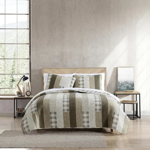 Vista 19 de Eddie Bauer - Juego de edredón twin, ropa de cama de algodón naturalmente suave con una sensación ligera para comodidad durante todo el año Marrón