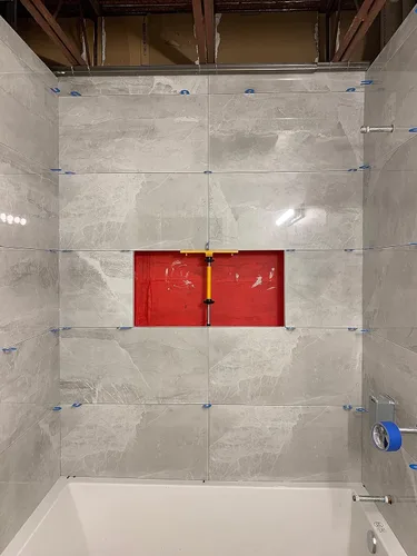 Vista 8 de Soporte patentado de nicho de azulejos PLANUM - Kit de herramientas de azulejos de nicho de ducha para remodelación y construcción del hogar