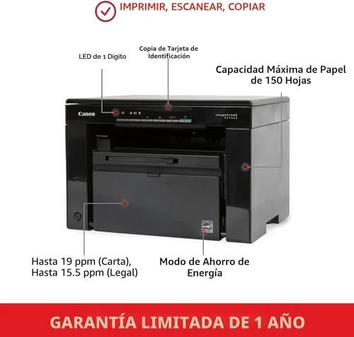 Vista 2 de Canon imageCLASS MF3010 VP - Impresora láser multifunción monocromática con cable con escáner, copiadora, cable USB incluido, rendimiento de tóner