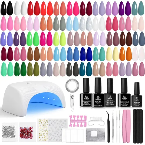 Vista 19 de Beetles - Kit de esmalte de uñas de gel con luz UV, 54 piezas, 32 colores A - Multicolor-32-54