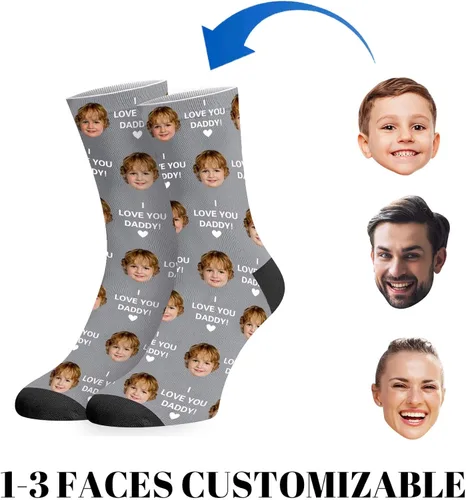 Vista 2 de COLORSFORU Calcetines personalizados con imagen fabricados en EE. UU., calcetines personalizados para el día del padre, calcetines personalizados