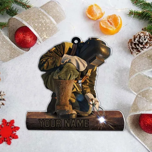 Vista 18 de Adornos de soldador personalizados, adorno de árbol de Navidad con nombre personalizado, regalo perfecto para soldador