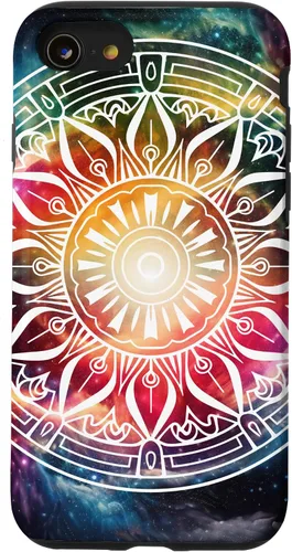 Vista 13 de Funda para iPhone 14, mandala espiritual, hippie y bohemio, meditación de flores para mujer