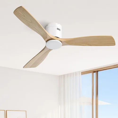 Vista 25 de Sofucor - Ventiladores de techo de 52 pulgadas con luces, ventilador de techo de madera sólida para interiores/exteriores con control remoto, motor