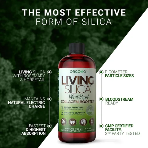 Vista 4 de Living Silica Potenciador de colágeno a base de plantas Potenciador de colágeno vegano Apoya la producción saludable de colágeno y elastina