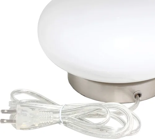 Vista 8 de Elegant Designs LT3315-WHT Lámpara de mesa contemporánea de cristal curvo, color blanco