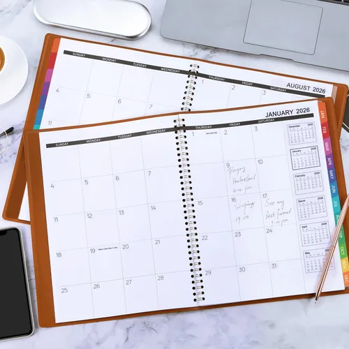 Vista 7 de Agenda mensual 2026 – Calendario 2026 / planificador de 12 meses con piel sintética, 8.86" x 11.4", enero 2026 a diciembre de 2026, 15 páginas