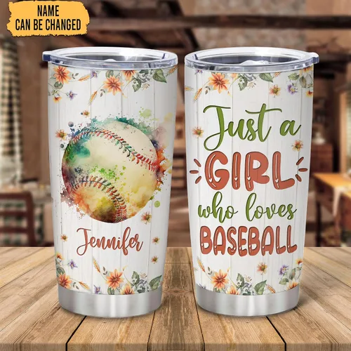 Vista 2 de Hyturtle Regalos personalizados para amantes del béisbol, vaso de acero inoxidable con nombre personalizado de 20 onzas con tapa, idea de regalo