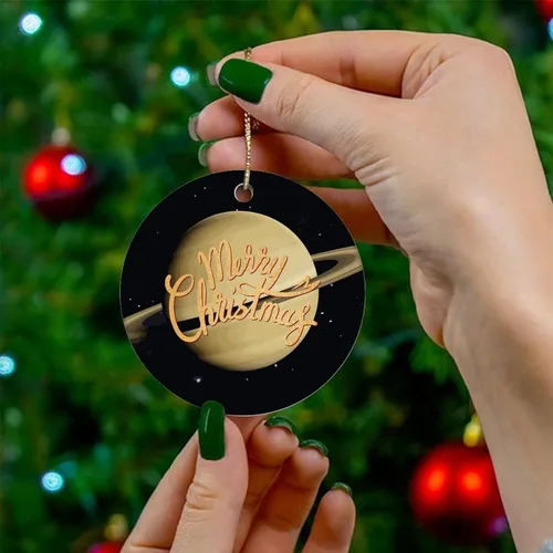 Vista 4 de Two-Side Printed Solar System Planets Ceramic Christmas Ornament, Novelty for Family Friends Kids, Space Enthusiast Christmas Keepsake Pendants
