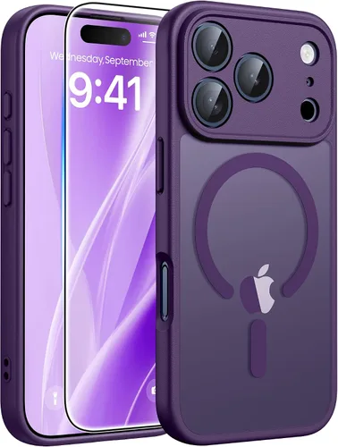 Vista 349 de FNTCASE - Funda para iPhone 16 Pro: magnética, mate, translúcida, de grado militar, protectora contra caídas, resistente, fina, duradera y a prueba