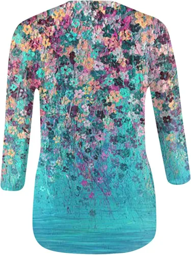 Vista 2 de Tops elegantes para mujer, estampado de moda para otoño e invierno, casual, cuello redondo, estampado de manga larga