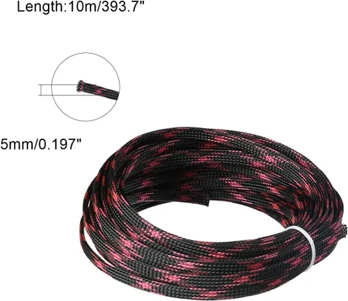 Vista 2 de Othmro Longitud 32.8 ft/32.8 pies de ancho 6mm/0.24 in PET cable protector de cable expandible, cable de tubo de telar sin dividir, funda flexible