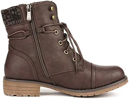 Vista 3 de DREAM PAIRS Botines de combate con cordones para mujer