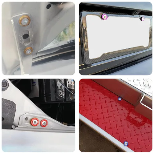 Vista 6 de JDMSPEED Kit de 20 Piezas de Arandelas de Guardabarros de Aluminio Billete CNC Cromado Neo para Vestir el Compartimento del Motor