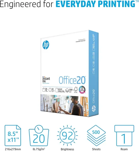 Vista 2 de HP Papers Papel de 8.5 x 11 pulgadas Oficina de 20 libras 1 resma - 500 hojas 92 brillante Fabricado en Estados Unidos - Certificado FSC