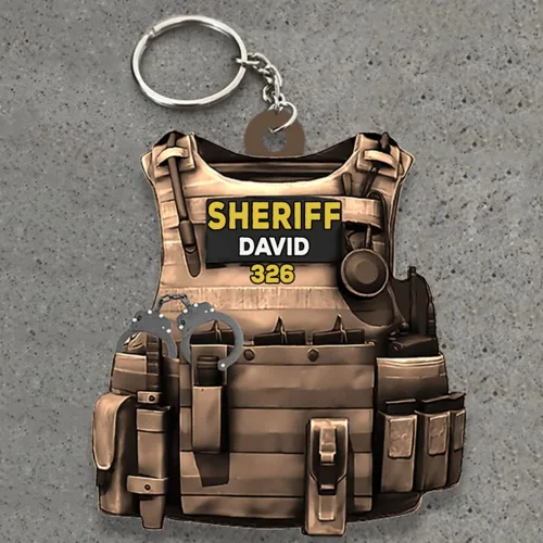 Vista 2 de Llavero personalizado para oficiales de policía, regalo de policía personalizado para él, llavero de policía personalizado, regalos de policía