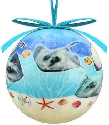 Vista 2 de Ocean Life - Adorno de bola de Navidad de recuerdo, 3 pulgadas, rayas