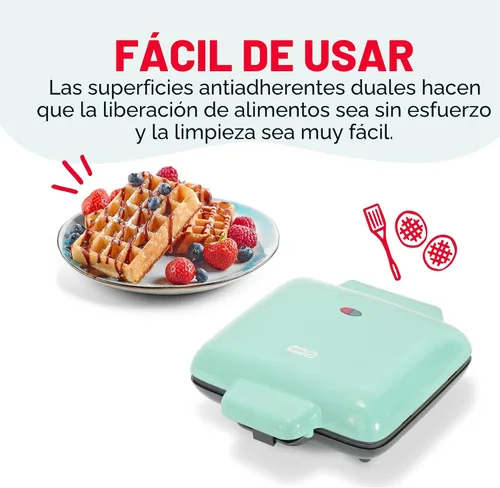Vista 4 de Dash Multi Mini Waffle Maker, hace 4 gofres a la vez, aguamarina