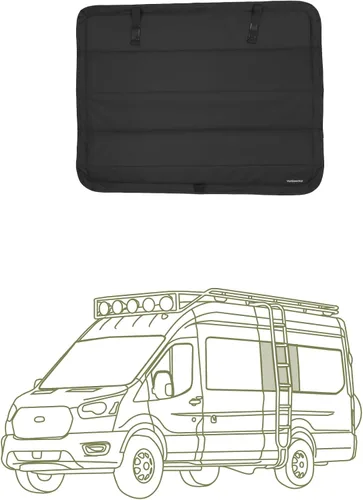 Vista 26 de Cubierta opaca aislante para ventana diseñada para Ford Transit alto/medio, borde de plástico completo de 130 pulgadas de longitud, ventana trasera