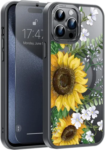 Vista 79 de Goodon para iPhone 15 Pro Max con protector de pantalla de privacidad, compatible con Magsafe, funda translúcida mate a prueba de golpes - Linda