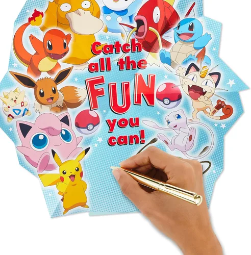 Vista 5 de Hallmark Pokémon - Tarjeta de cumpleaños desplegable para niños (Pikachu, Squirtle, Charmander, Bulbasaur)