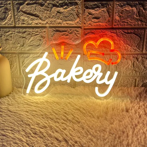 Vista 11 de Letrero de neón de panadería para decoración de pared, luz LED regulable, luz de neón, pasteles, pan, letreros para negocios, postres, alimentos