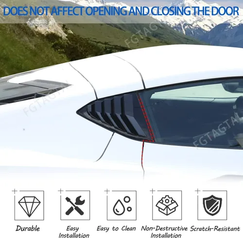 Vista 4 de Cubierta de persiana lateral trasera compatible con Chevrolet Corvette C8 2020-2025, cubierta de ribete de persianas de ventana trasera, accesorios
