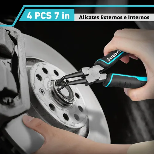 Vista 7 de DuraTech Juego de 4 piezas de alicates para anillos de retención, 7 pulgadas, kit de alicates para circlips internos y externos resistente